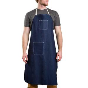 Nouveau tablier en denim de vente directe d'usine au Pakistan avec poche personnalisée, style, couleur bleue, logo personnalisé, marque privée unisexe - Product Image 5