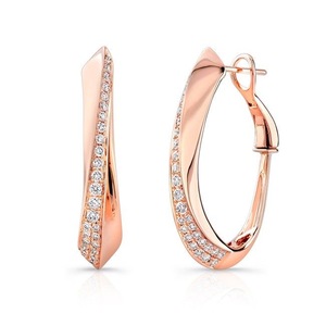 Pendientes de Aro de Oro Rosa de 18K con Diamantes Naturales de Corte Brillante Redondo, Certificados por GGL, Estilo Lujoso para Mujer, Joyería para Uso Diario - Product Image 3