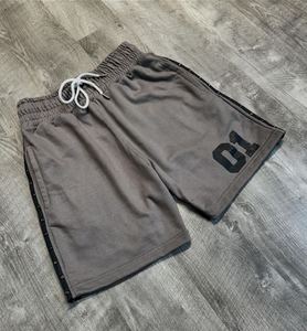 Pantalones Cortos Personalizados con Rayas Laterales, Pedrería, Efecto Desgastado por el Sol, Algodón French Terry, Dobladillo sin Rematar, Estampado Vintage, Lavado Ácido para Hombre - Product Image 5