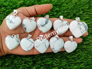 Pendentif de lunette Moissanite Howlite plaqué argent bohème à la mode breloque en laiton en forme de coeur à la mode pour les fêtes d'enfants - Product Image 5