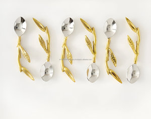 Juego de cuchara de postre con mango de diseño de ramita dorada y plateada de lujo para bodas y fiestas - Product Image 4