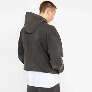 Sweats à capuche délavés vierges pour hommes lourds Logo personnalisé 100% sweats en coton éponge français surdimensionné unisexe Streetwear Hoodies - Product Image 3