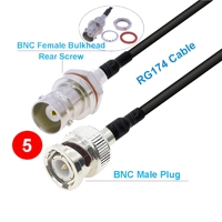 Câble RG174 BNC vers BNC, connecteur mâle-femelle à angle droit, rallonge coaxiale RF, pigtail