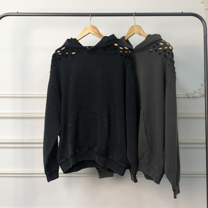 เสื้อสเวตเตอร์ลำลองไซส์ใหญ่พิเศษของผู้ชายผ้าคอตตอน100% ซักได้แอซิดแอซิดแบบกำหนดเอง - Product Image 3