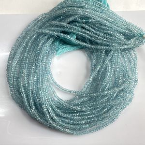 Cuentas de forma de Rondelle facetadas de Aguamarina de alta calidad, Cuentas pequeñas de piedras preciosas naturales para joyería - Product Image 3