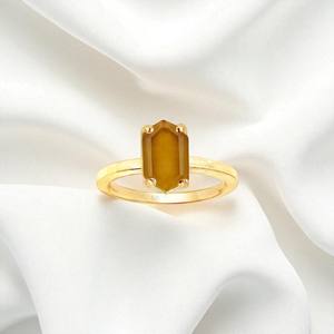 Bagues personnalisées en gros Hexagone Citrine Gemstone Prong Setting Bagues pour femmes Bague en argent 925 faite à la main - Product Image 1