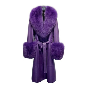 Abrigo de Invierno de Lujo para Mujer, Piel de Oveja Genuina de Alta Calidad, Cuello y Puños de Piel de Zorro Real, Cierre de un Solo Botón, Estilo Casual Largo - Product Image 2