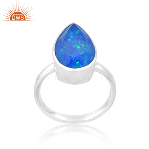 Best Selling Sterling <b>Silver</b> Natural Blue <b>Opal</b> Gemstone Antique Design <b>Ring</b> For Parties Occasions Custom Jewelry Manufacturer - Product Image 3