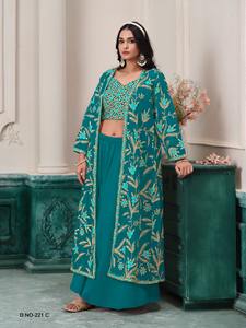 Nueva colección de Kurtis de Organza bordados pesados cosidos y traje Dupatta de seda estilo pakistaní Salwar Kameez - Product Image 6