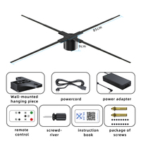 Ventilador LED 3D E-HD85 de 4 Aspas, Proyector de Mapeo Holográfico 3D para Interiores, Educación, Bodas, Eventos, Proyector de Hologramas 3D de 85CM, OEM
