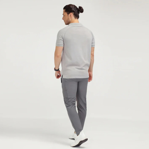 Camisa Polo de piqué de algodón elástico verde 100% Pak de corte regular con logotipo bordado personalizado con tapeta de botón oculta y costilla - Product Image 4