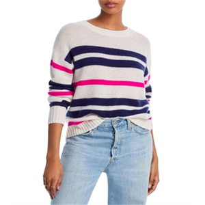 Maglione in Cashmere da Donna Aqua per Inverno/Autunno, Taglia L, Design a Righe Multicolore, Traspirante e alla Moda con Logo Frontale - Product Image 1