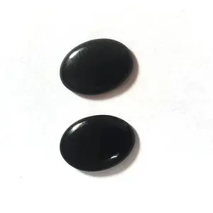 천연 블랙 오닉스 17x12mm 타원형 카보 숑 블랙 마노 크리스탈 보석 만들기 공급을위한 20 캐트의 느슨한 보석 드루지 스톤