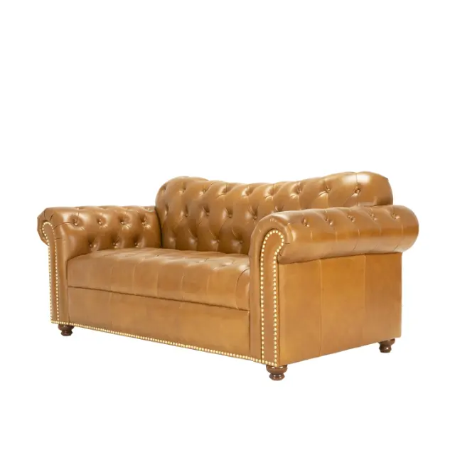 Good Quality Brown Color Real Leather Furniture Italian-Style Sofa Customization From Vietnam Verified Manufacturer