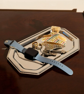 Elegante Bandeja de Servicio de Metal Natural Ecológica Hecha a Mano con Incrustaciones de Plata para Bodas y Uso Doméstico, Disponible al por Mayor - Product Image 5