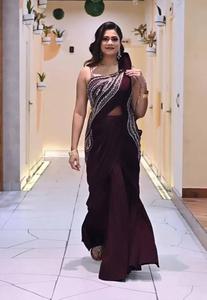 Mooie Boetiekstijl Nieuwe Fancy Party Wear Faux Georgette Cording Sequence Werk En Sequence Ruffle Lehenga Saree Cum Western - Product Image 2