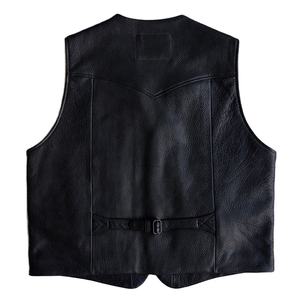Gilet et gilet vintage grande taille pour homme Design unique cuir sans manches hiver gilet de moto chauffant poches avant - Product Image 2