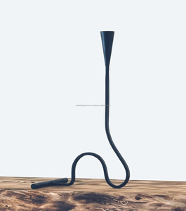 S-Type Wrought Iron Forged <b>Candlestick</b> <b>Black</b> Finish Candle <b>Holder</b> with Snake Style Metal Candelabro - Product Image 5