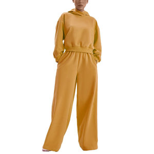 ชุดวอร์มแฟชั่นผู้หญิง ชุดเซ็ตแฟชั่นล่าสุด กางเกงวอร์มขาบานสำหรับผู้หญิง บริการ OEM ODM ผลิตจากผ้าเนื้อนุ่ม - Product Image 2