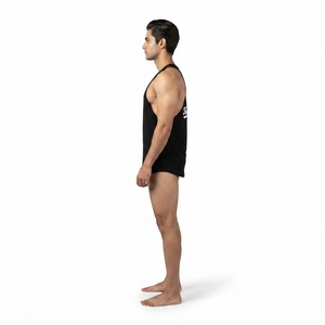 Men's Cotton Blend Knit Gym Tank Top-Olive Green Drop Armhole <b>Stringer</b> <b>Vest</b> for Bodybuilding - Product Image 3