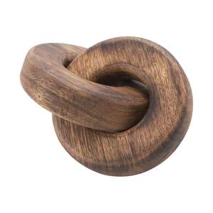 Handcrafted Wooden Chain Link Knot Sculpture Modern Rustic Wood <b>Decor</b> Accent for Coffee Table, <b>Bookshelf</b>, or Office Display - Product Image 1