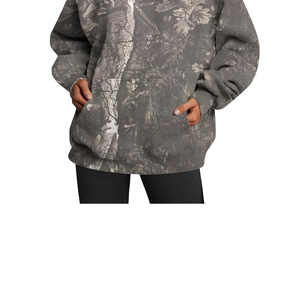 Nouveau sweat à capuche unisexe surdimensionné en molleton épais, imprimé camouflage Real Tree vieilli et brodé, idéal pour l'hiver - Product Image 4