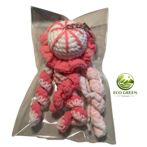 Eco Friendly Crochet Jellyfish <b>Keychain</b> Handmade Amigurumi Sea Animal Pendant Soft Cotton Cute Bag Charm Wholesale - Product Image 3