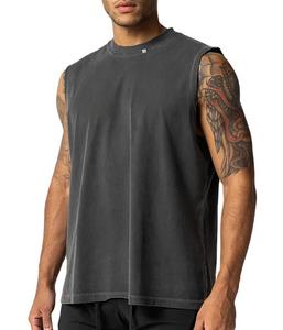Ropa deportiva de algodón de alta calidad para hombre, Camisa sin mangas lavada con ácido a la moda, camiseta sin mangas atlética para gimnasio para hombre - Product Image 1