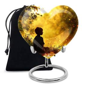 Golden Sunset Mementos Urnas para cenizas humanas Metal para adultos Urnas personalizadas para mamá Cenizas Urnas funerarias - Product Image 2