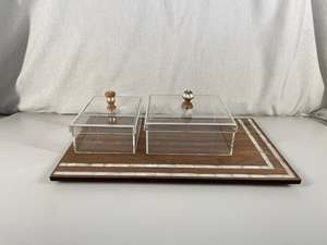 Plateau décoratif en acrylique avec incrustation de nacre, artisanal, pour servir du chocolat et des fruits secs, occasions festives du Ramadan, élégant - Product Image 4