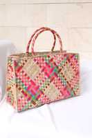 Vente Flash : Sac d'été portable pour femme, original d'Indonésie, personnalisé, design classique et moderne, broderie bohème Pandanus, fermeture éclair