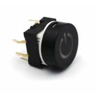 Seri TS27 hitam simbol daya bulat 15mm dengan tombol tekan PCB SPST sesaat LED sakelar tekan klik