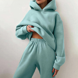 Autumn Women's <b>Tracksuit</b> Streetwear Casual Sweatshirts 2 Piece Set Female Solid Oversized Sports Hoodie Suit Women Pants Sets - Product Image 1