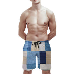 Shorts de plage en satin 100 % coton imprimés pour hommes, taille élastique, séchage rapide, maillots de bain d'été, fourniture de logo personnalisé en gros - Product Image 4