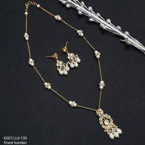 Elegant Traditional Jadau Kundan Pearl Small Pendant <b>Set</b> With Earrings Ethnic Fashion Indian Traditional <b>Jewelry</b> <b>for</b> <b>Women</b> - Product Image 1