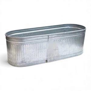 Oval Galvanized <b>Metal</b> Flower <b>Tub</b> with Rope Handles For Farmhouse Indoor And Outdoor Planting - Product Image 5