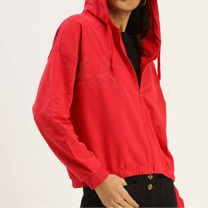 เสื้อฮู้ดเอวลอยมีซิปใส่สบายมีฮู้ดแบบรูดซิปเสื้อครอปท็อปดีไซน์ทันสมัย - Product Image 5
