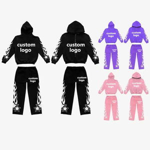 Ropa de hombre de alta calidad fábrica Puff estampado algodón grueso negro liso en Blanco polar dibujar pantalones de chándal y conjunto de chándal - Product Image 3