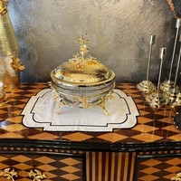 Bol de luxe moderne en aluminium plaqué or et verre, design floral, résistant au lave-vaisselle, écologique, fait main, léger, de haute qualité