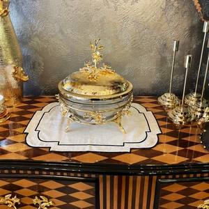 Bol de service floral plaqué or en acier inoxydable de haute qualité pour Biscuit Fruits secs chocolat Dates bonbons chips collations fêtes - Product Image 6