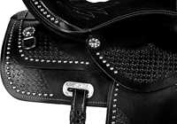 Silla de Montar Premium Ligera para Caballos Ingleses y Vaqueros, Diseño para Carreras de Barriles, Duradera, de Cuero Sintético y SWAT, Confort ProMax