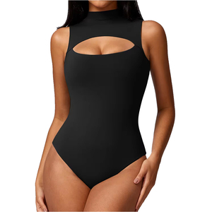 Venta al por mayor de cuello alto de secado rápido interior inferior mono ajustado entrenamiento transpirable una pieza mujeres traje de baño 2025 - Product Image 3