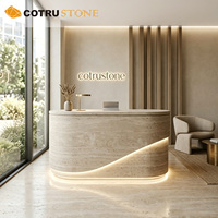 Comptoir de réception personnalisé en marbre travertin de luxe pour hôtel de luxe, boutique, salon, hall, mobilier de bureau