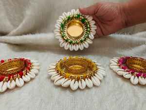 Soportes de luz de té COWRIE multicolor hechos a mano Vintage para decoración festiva del hogar y Regalos memorables decoración de Navidad regalo de Diwali - Product Image 5