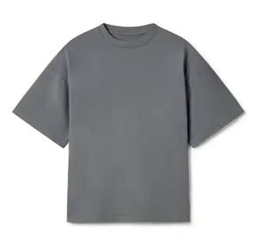 Vente en gros de t-shirts surdimensionnés décontractés de qualité supérieure à col rond 230GSM 100% coton T-shirt personnalisé à coupe carrée lourde - Product Image 5