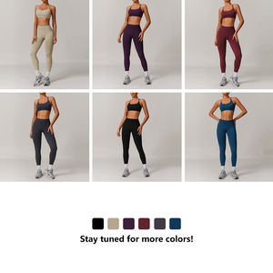 Conjunto Deportivo de Dos Piezas para Mujer, Top Deportivo sin Espalda de Primera Calidad con Pantalones de Cintura Alta Transpirables para Yoga y Gimnasio - Product Image 2