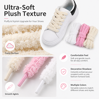 Lacets en peluche personnalisés ultra doux en chenille, trois couleurs, plusieurs styles, décoratifs, mode, OEM Mingjia