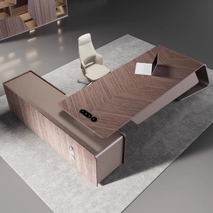 Modern Luxurious Executive Desk Wooden Panel Office <b>Table</b> High <b>End</b> Boss Desk with <b>Storage</b> Large Manager Desk Executive Office Fu - Product Image 2