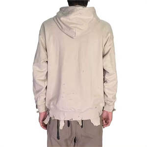 เสื้อฮู้ดดี้โอเวอร์ไซส์แบบดิสเทรส ผ้าคอตตอนผสม ระบายอากาศได้ดี สำหรับผู้ชาย ขายส่ง - Product Image 4