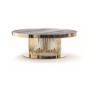 Modern Eco-Friendly Tempered Glass Coffee <b>Table</b> <b>Gold</b> Brushed Stainless Steel Base High Quality Living Room Furniture Best - Product Image 4